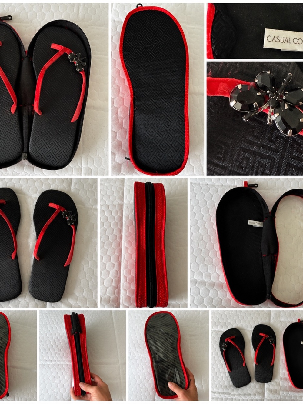 Vintage Casual Corner Y2K Foldable Travel Sandals With Zip Case #travel#y2